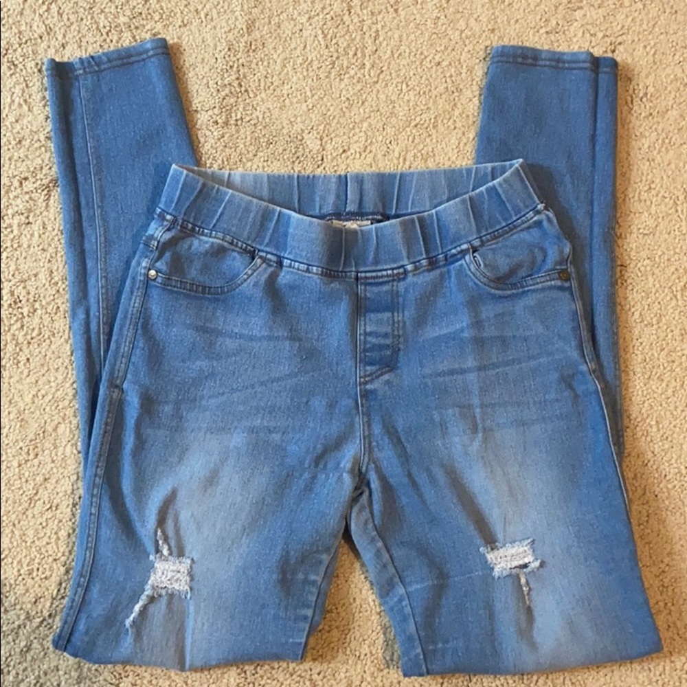 Jeggings distressed stretch jeans